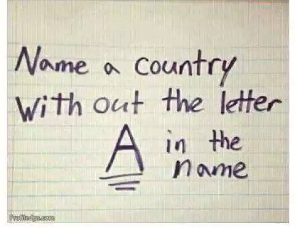 FUN TIME!!! Name A Country Without The Letter ‘A’ In Its Name